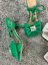 Bowknot Stone Embellished Buckle Heel